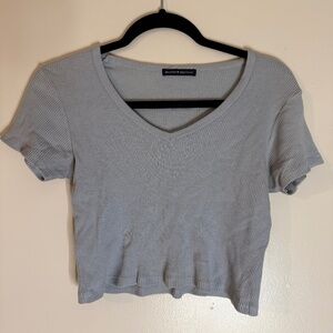 Brandy Melville Cropped Waffle Baby Tee